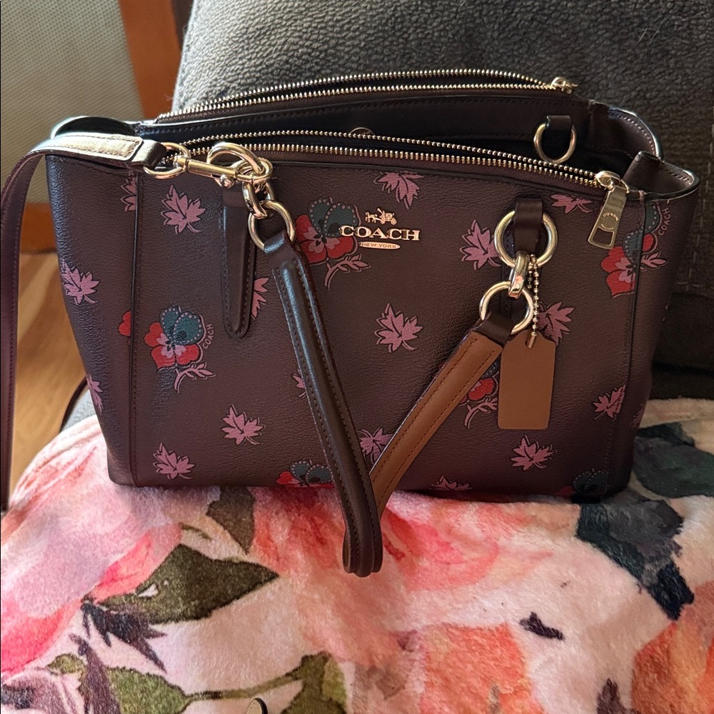 Coach Dark Purple Floral Crossbody Bag